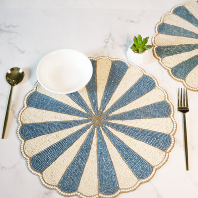 Pinwheel Blue & White Placemat