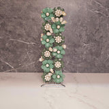 Acrylic Green Floral Towel Holder