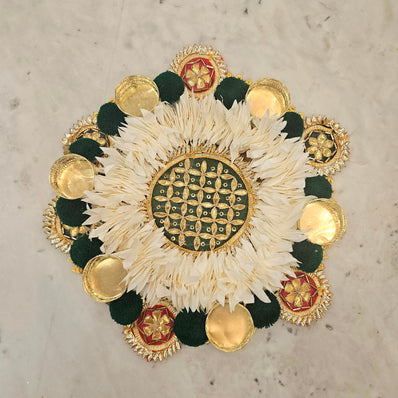 Green Pompom Rangoli