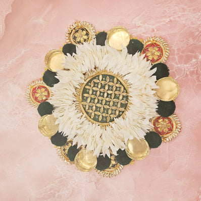 Green Pompom Rangoli