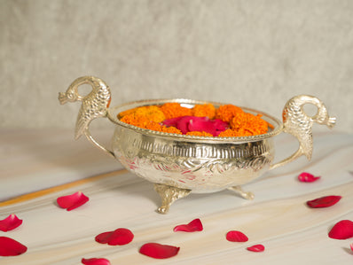 German Silver Peacock Urli