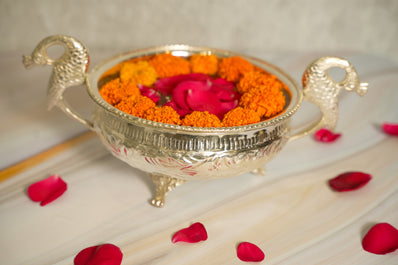 German Silver Peacock Urli