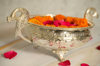 German Silver Peacock Urli