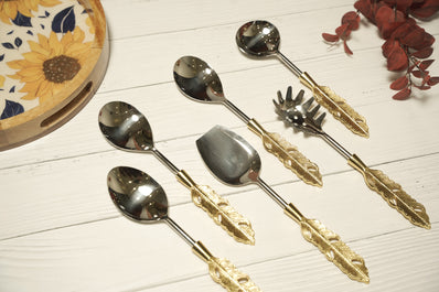 Gold Feather Serving Spoon Set