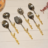 Golden Leafy Branch Serving Spoon Set