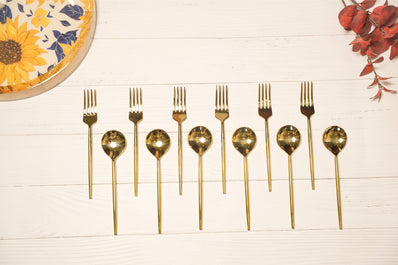 Gold Eating Spoon & Fork Set