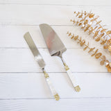 White Mother of Pearl Cake Server