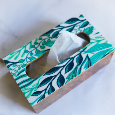 Ivy Mint Rectangle Tissue Box
