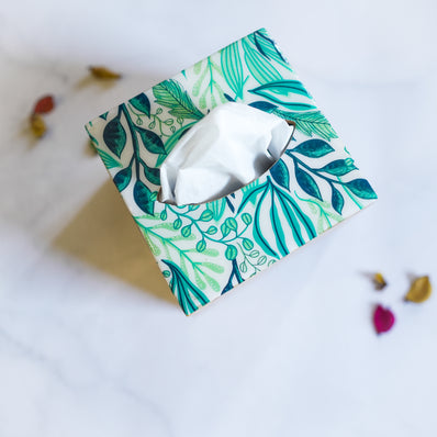 Ivy Mint Square Tissue Box