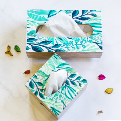 Ivy Mint Rectangle Tissue Box