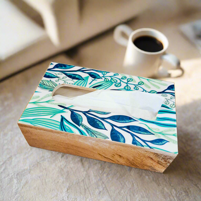 Ivy Mint Rectangle Tissue Box