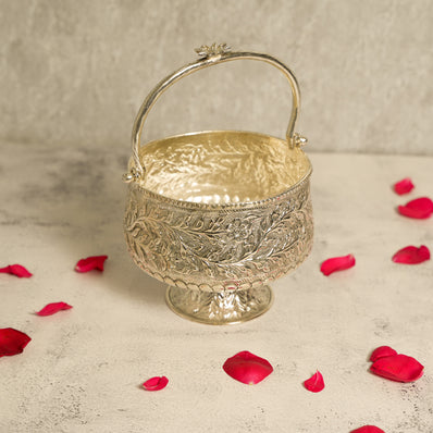 Antique German Silver Floral Basket