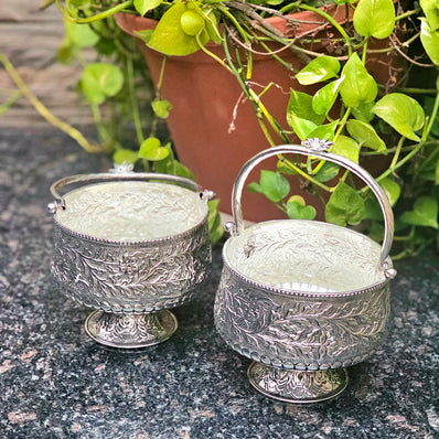 Antique German Silver Floral Basket